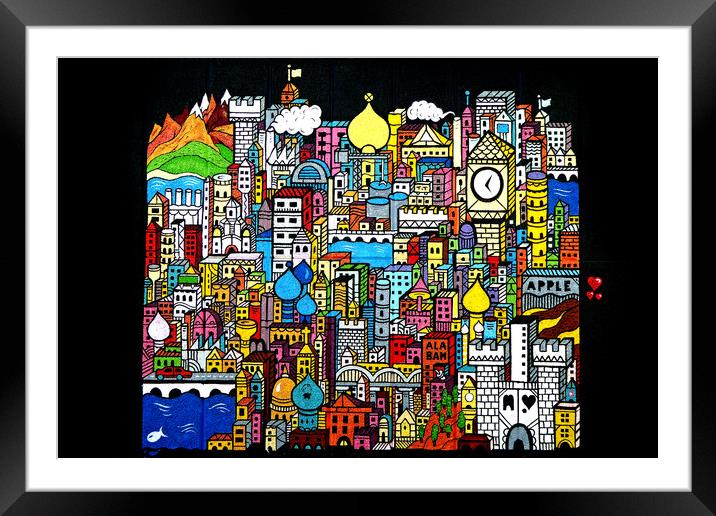 Street art mural on the Southbank London Framed Mounted Print by Andy Evans Photos