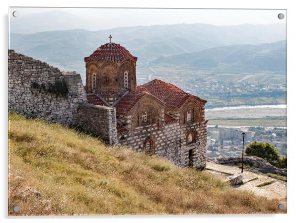 Majestic Holy Trinity Church in Berat Castle Acrylic by Hazel Wright