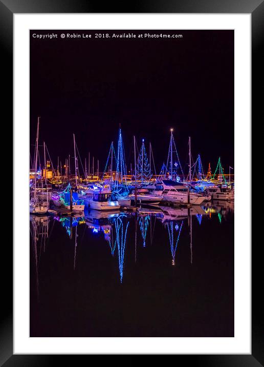 Ramsgate Royal Harbour and Marina Christmas Lights Framed Mounted Print by Robin Lee
