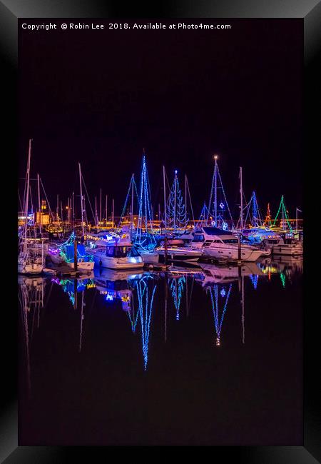Ramsgate Royal Harbour and Marina Christmas Lights Framed Print by Robin Lee