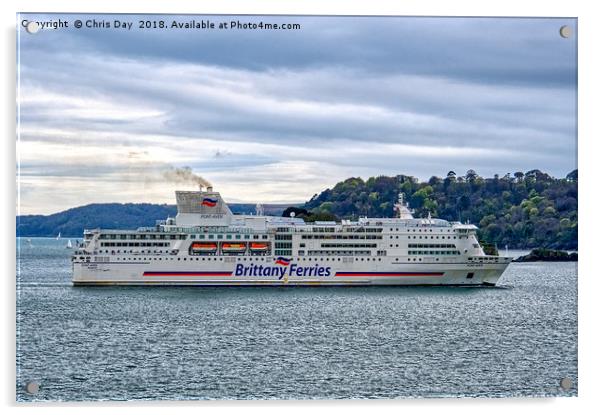 Brittany Ferries Pont Avon Acrylic by Chris Day