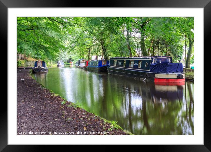 Narrowboats in canal basin Framed Mounted Print by Kevin Hellon