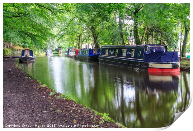 Narrowboats in canal basin Print by Kevin Hellon