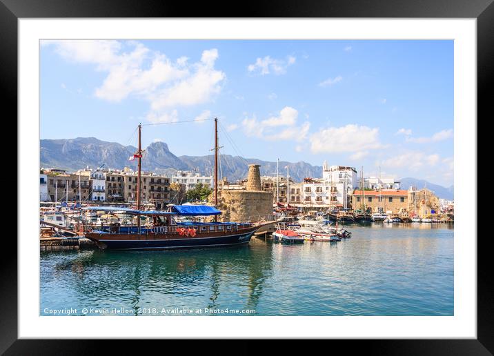 View of Kyrenia harbour, Northern Cyprus Framed Mounted Print by Kevin Hellon
