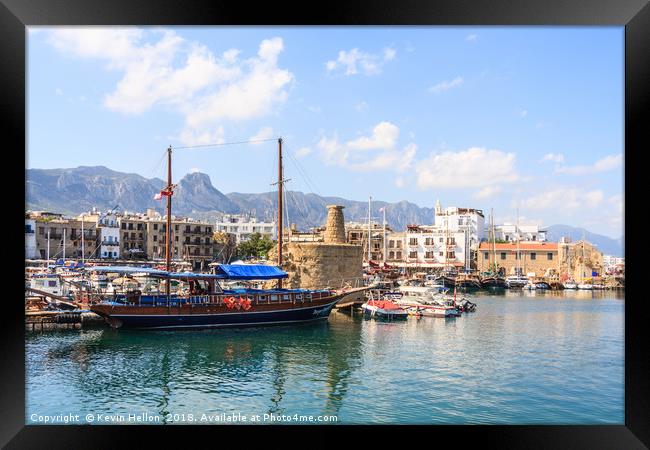 View of Kyrenia harbour, Northern Cyprus Framed Print by Kevin Hellon