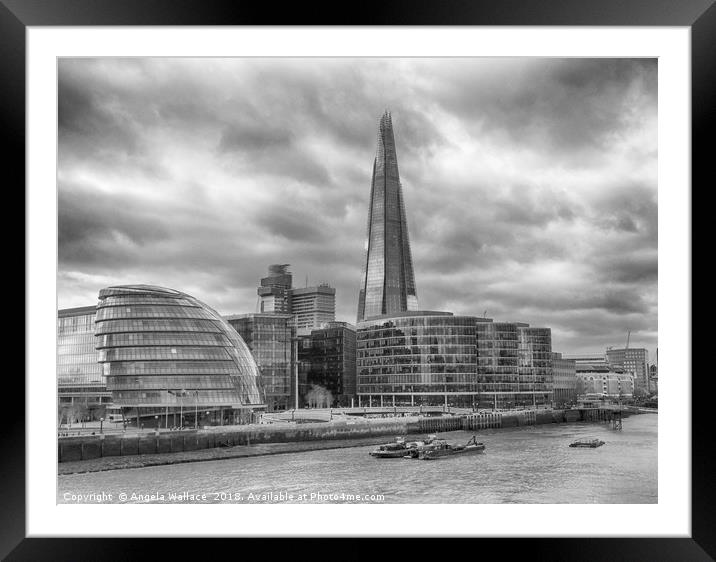  The Shard black and white Framed Mounted Print by Angela Wallace