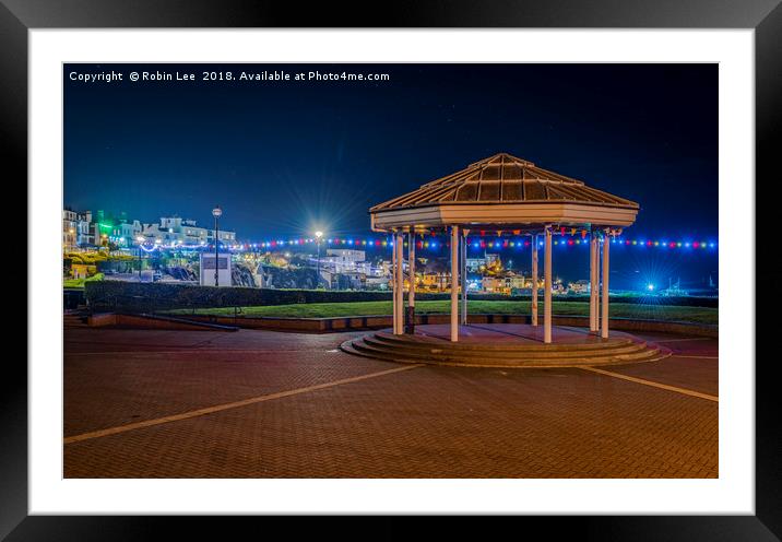 Broadstairs Bandstand and seafront nightscape Framed Mounted Print by Robin Lee