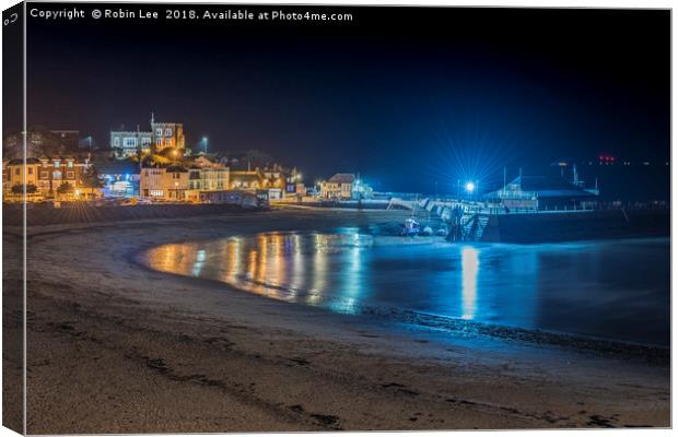 Broadstairs Harbour and Bay nightscape Canvas Print by Robin Lee