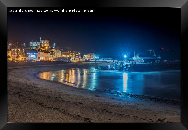 Broadstairs Harbour and Bay nightscape Framed Print by Robin Lee