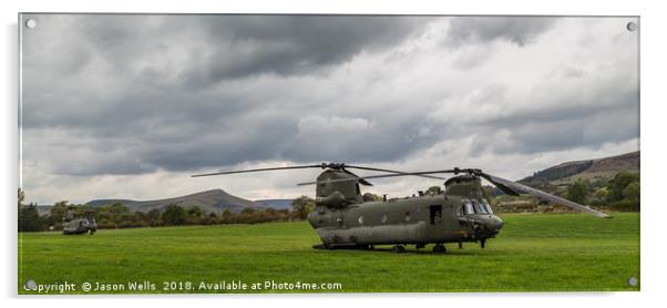 Chinook helicopters in a field Acrylic by Jason Wells