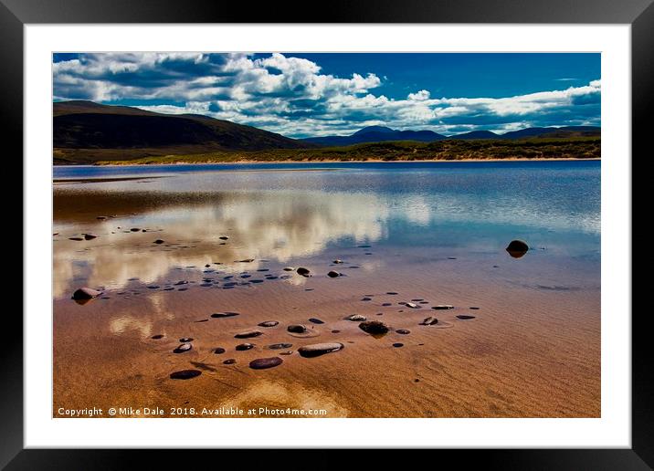 Clouds reflected on a shallow loch, near Kearvaig, Framed Mounted Print by Mike Dale