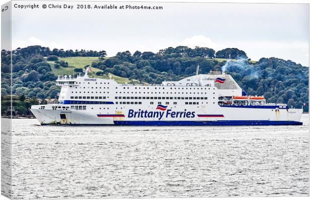 Brittany Ferries Armorique Canvas Print by Chris Day