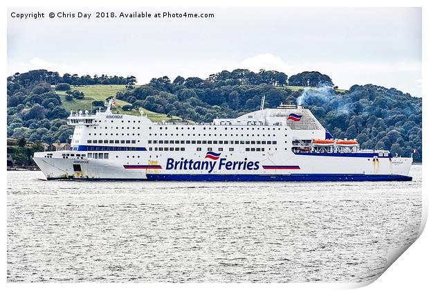 Brittany Ferries Armorique Print by Chris Day