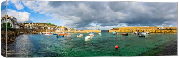 Mousehole, Cornwall, Panoramic. Canvas Print by Maggie McCall