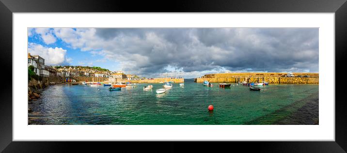 Mousehole, Cornwall, Panoramic. Framed Mounted Print by Maggie McCall