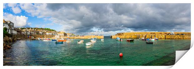 Mousehole, Cornwall, Panoramic. Print by Maggie McCall