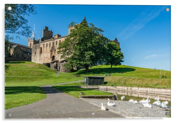 Linlithgow town and castle Acrylic by Gail Johnson