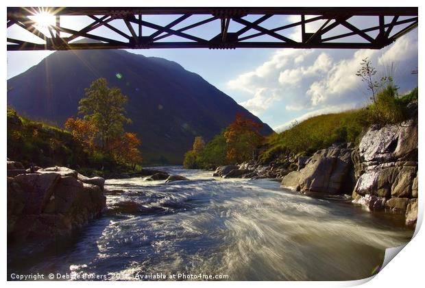 River Etive Waterfall underneath a bridge  Print by Lady Debra Bowers L.R.P.S