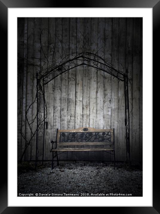 Bench against a wooden wall Framed Mounted Print by Daniela Simona Temneanu