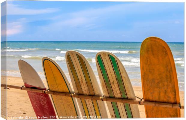 Surfboards for hire Canvas Print by Kevin Hellon