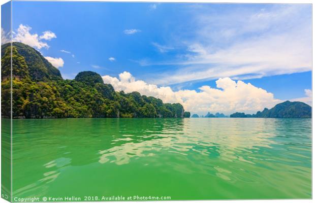Green waters of Phang Nga Bay, Phuket, Thailand Canvas Print by Kevin Hellon
