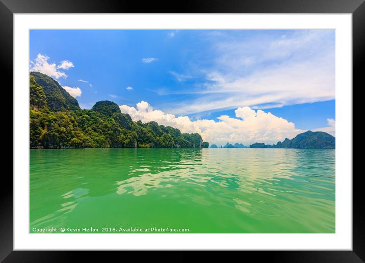 Green waters of Phang Nga Bay, Phuket, Thailand Framed Mounted Print by Kevin Hellon