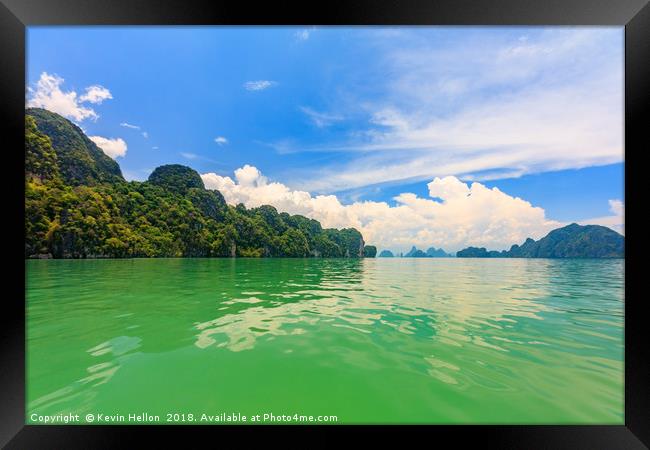 Green waters of Phang Nga Bay, Phuket, Thailand Framed Print by Kevin Hellon