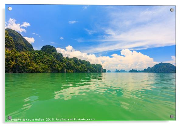 Green waters of Phang Nga Bay, Phuket, Thailand Acrylic by Kevin Hellon