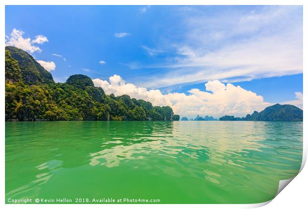 Green waters of Phang Nga Bay, Phuket, Thailand Print by Kevin Hellon