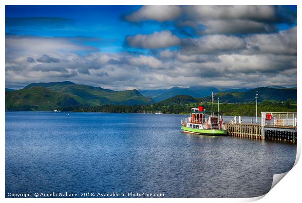Coniston water ferry                     Print by Angela Wallace