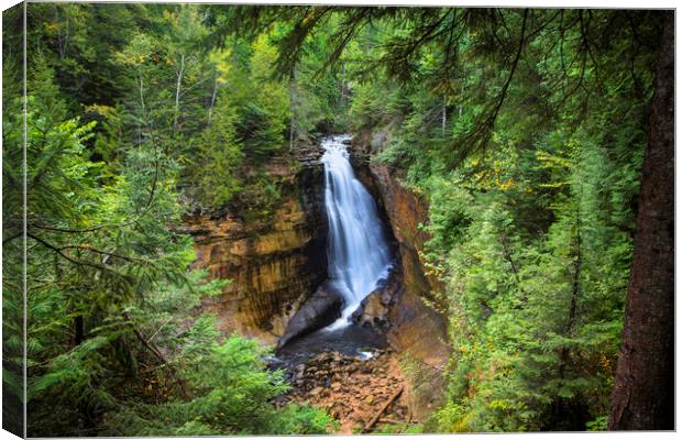 Miners Falls, Munising. Canvas Print by David Hare