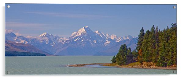 Lake Pukaki with Mount Cook Vista Acrylic by Gill Allcock