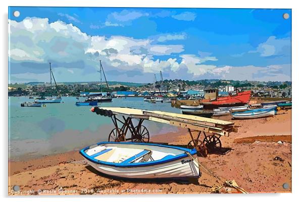 Teignmouth Back Beach on the River Teign in Devon Acrylic by Rosie Spooner