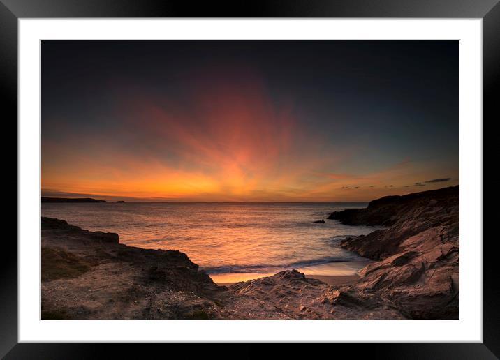 Sunset Newquay Cornwall Framed Mounted Print by Eddie John