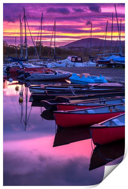Derwent water sunrise, Lake District.  Print by John Finney