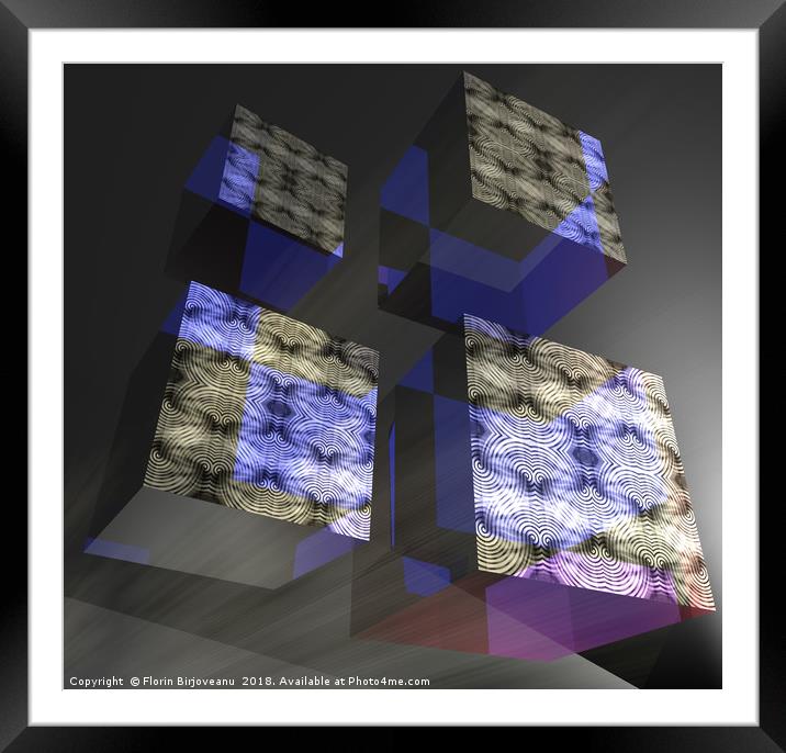 Asynchronous Cubes Framed Mounted Print by Florin Birjoveanu