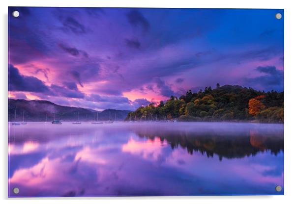 Derwent Water Autumn sunrise, Cumbria Acrylic by John Finney