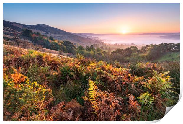 Hope Valley Autumn sunrise, Peak District Print by John Finney