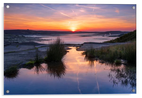 Broken Road sunrise, Castleton Acrylic by John Finney