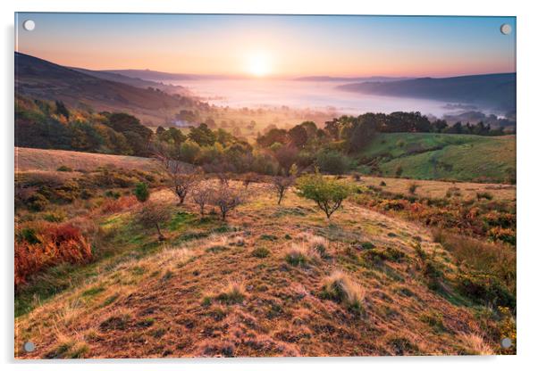 Derbyshire's Hope Valley Autumn sunrise Acrylic by John Finney