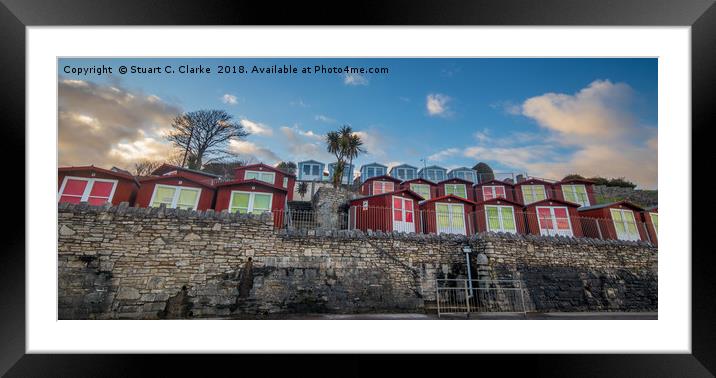 Beach huts, Swanage Framed Mounted Print by Stuart C Clarke