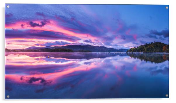 Derwent Water Symmetry, Lake District Acrylic by John Finney