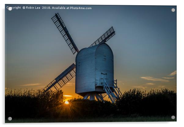 Chillenden Windmill Sunset  Acrylic by Robin Lee