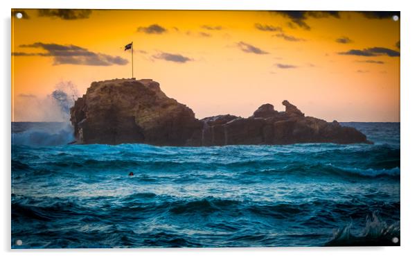 Choppy Waters at Chapel Rock Acrylic by Mike Lanning