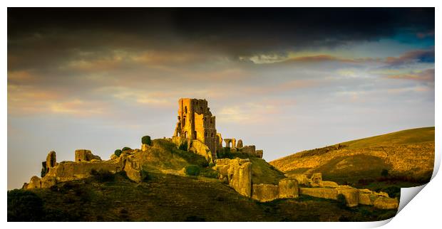 Corfe Castle Evening Print by Mike Lanning