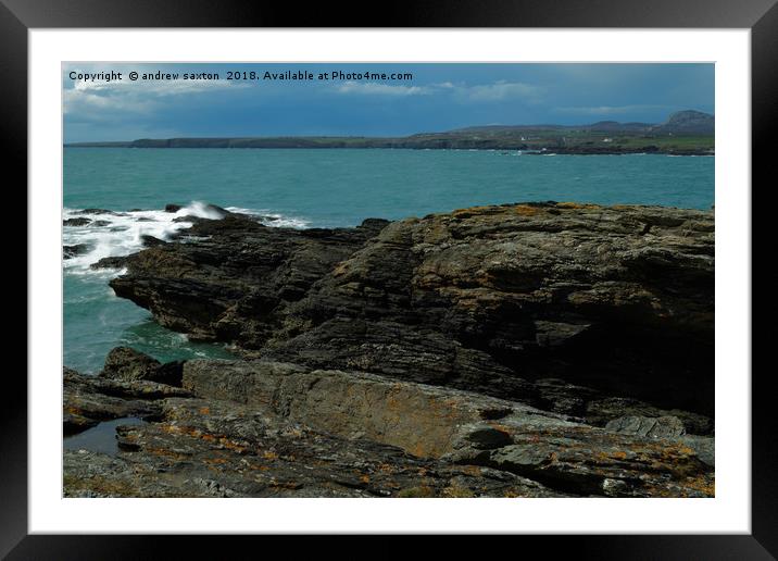 STORMY CLOUDS ANGLESEY Framed Mounted Print by andrew saxton