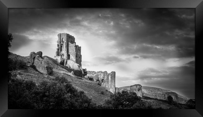Corfe Castle Evening 2 Framed Print by Mike Lanning