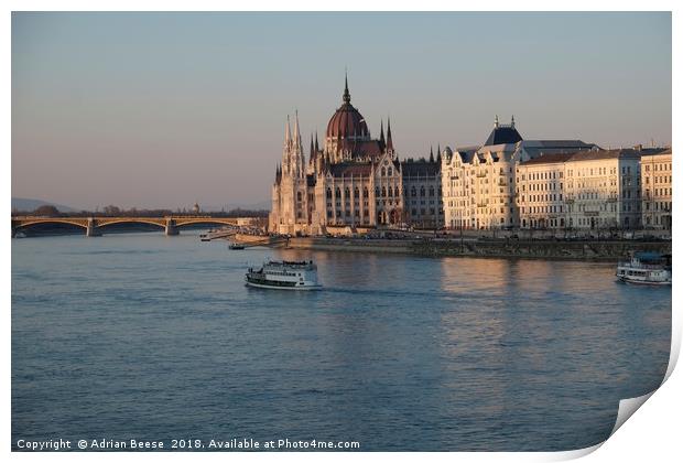 Hungarian Parliament Building Budapest Print by Adrian Beese