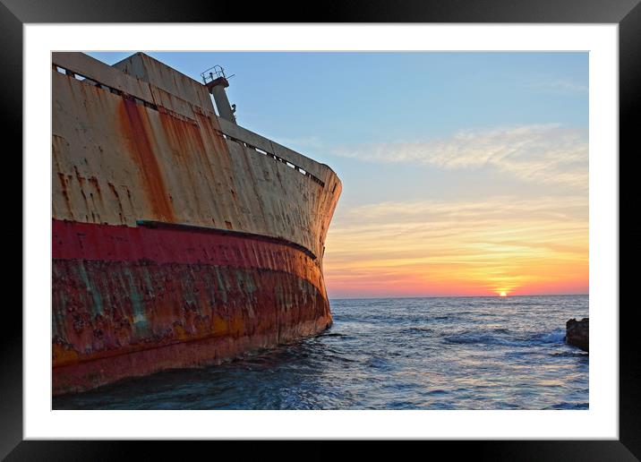 Shipwreck Sunset Framed Mounted Print by James Buckle
