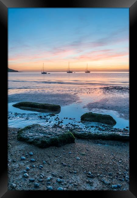 Totland Bay Sunset Framed Print by Graham Custance